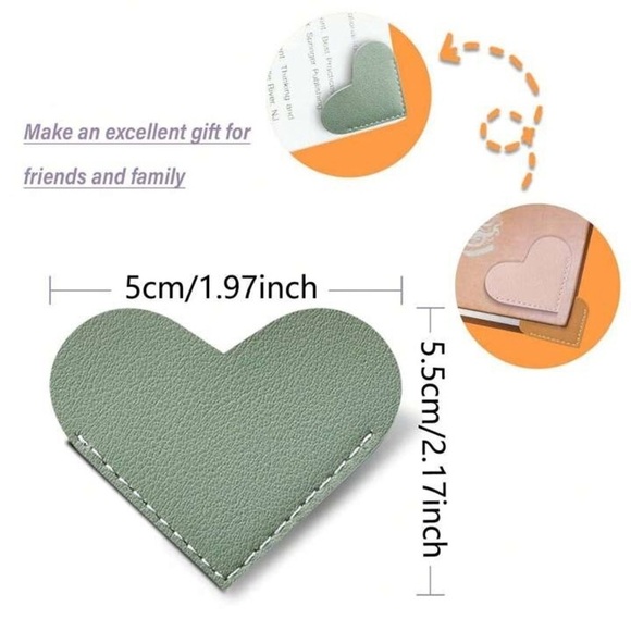 Heart-Shaped Leather Bookmark Set of 2 - Various Colors - Picture 4 of 12